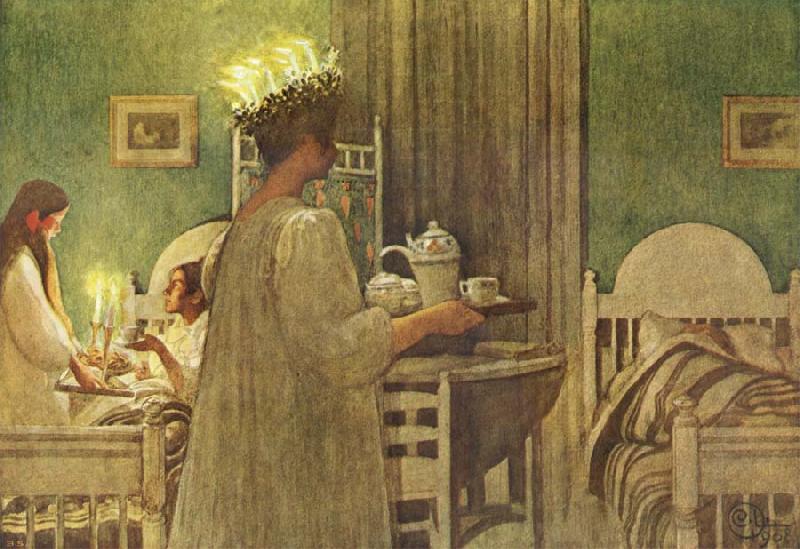 Carl Larsson Lucia Morning oil painting image